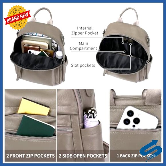 Genuine Leather Convertible Backpack Purse Daypack Shoulder Bag Women main image 6